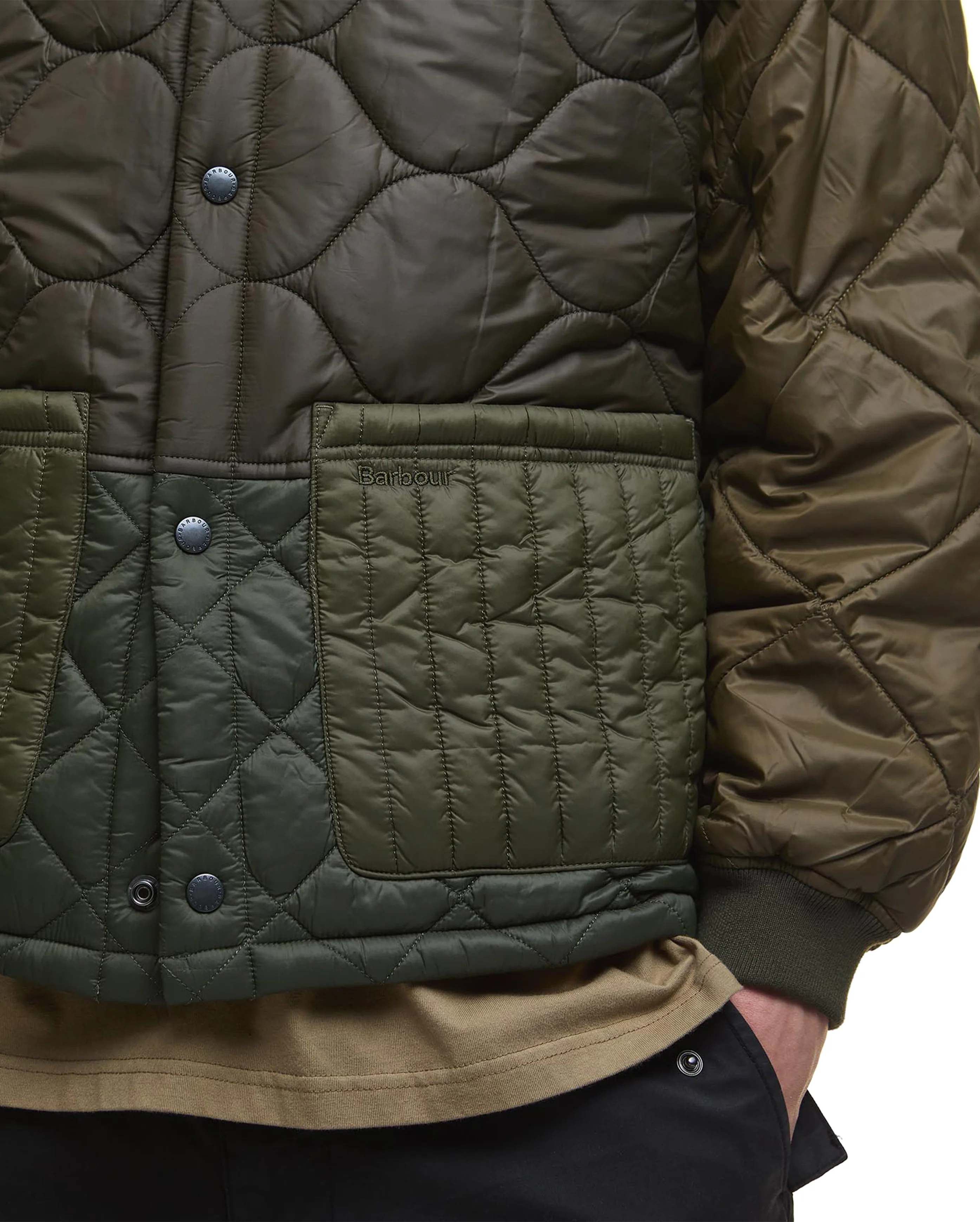 Cording Quilted Jacket Army Green - Image 4