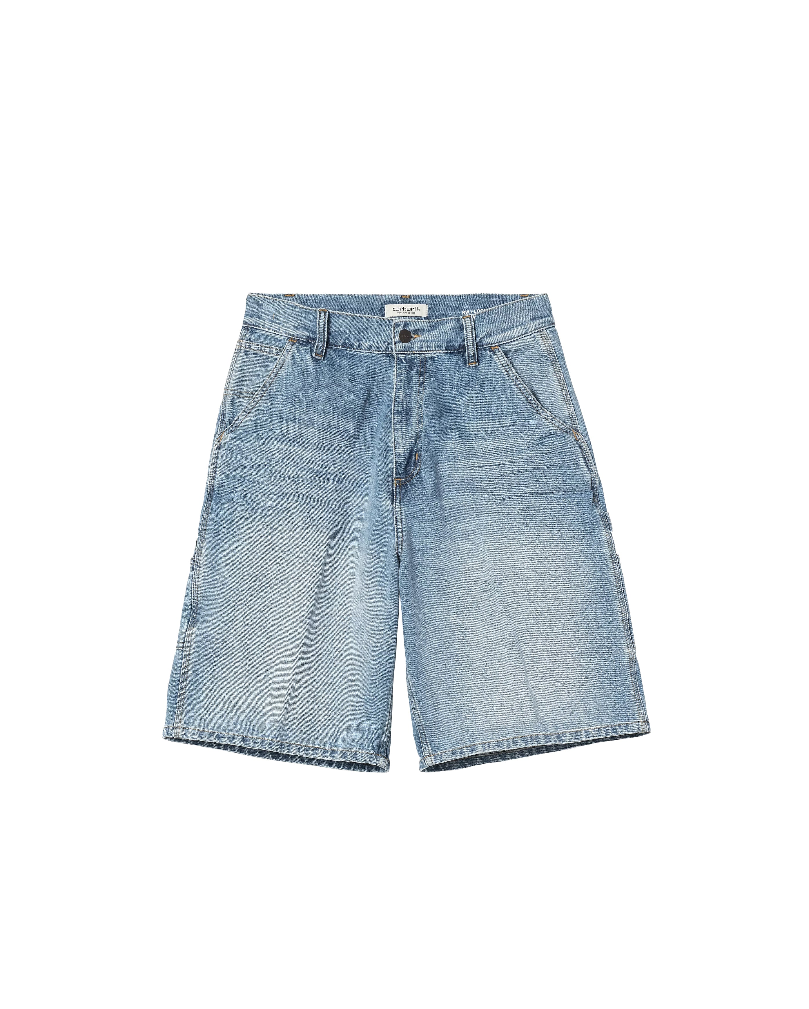 Short Brandon Single Knee Blue Burst Washed Femme