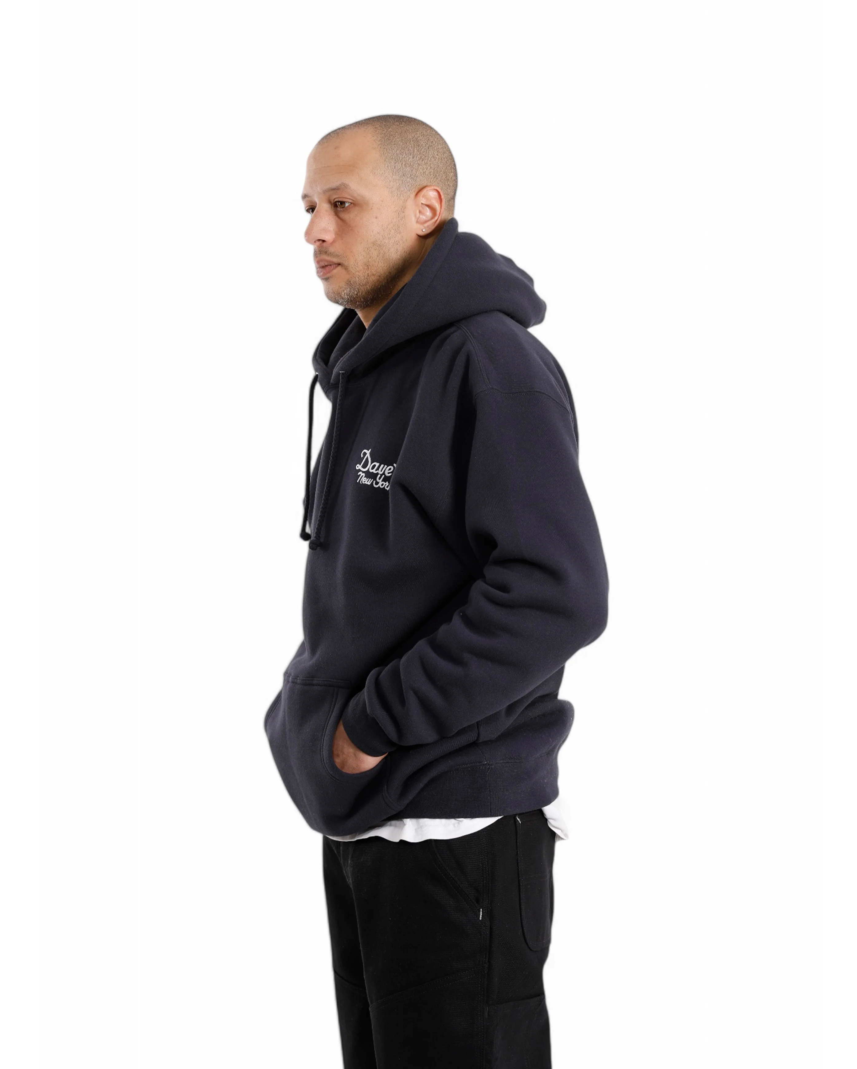 Vintage Logo Hooded Sweat Navy - Image 3