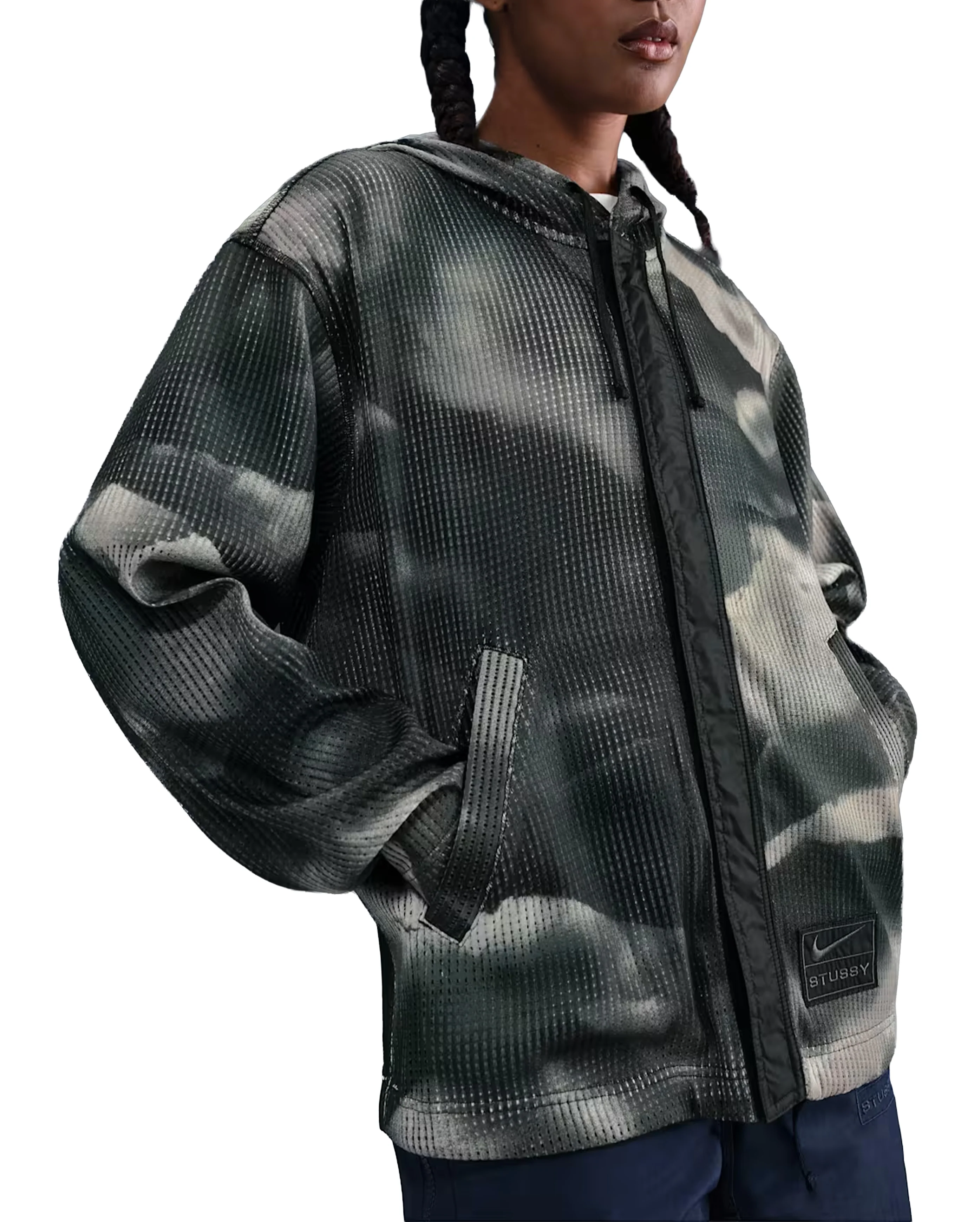 x Stussy Ghillie Allover Print Hoodie Multi-Color Anthracite - Image 3