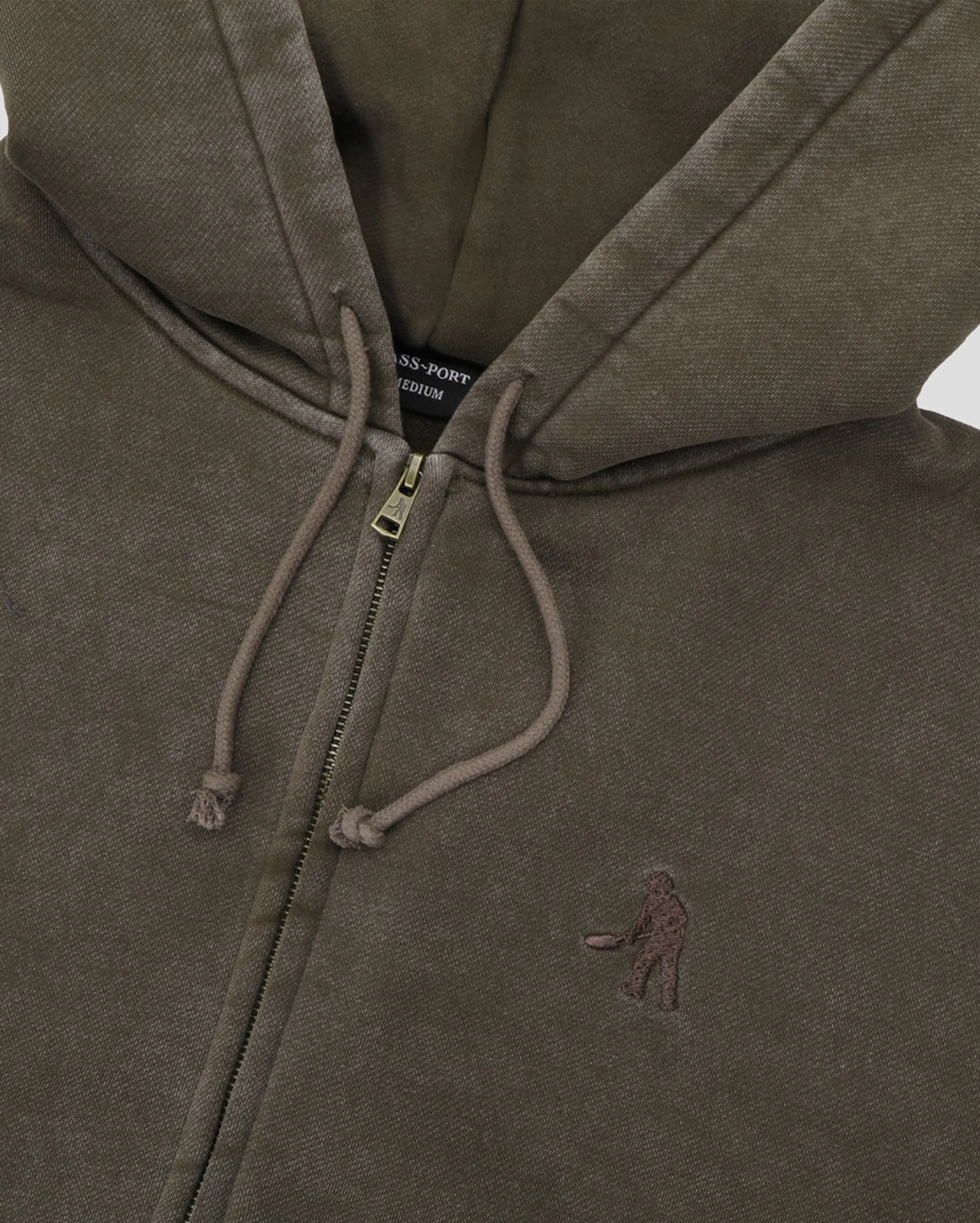 Solid Worker Zip Hoodie Washed Bark - Image 2