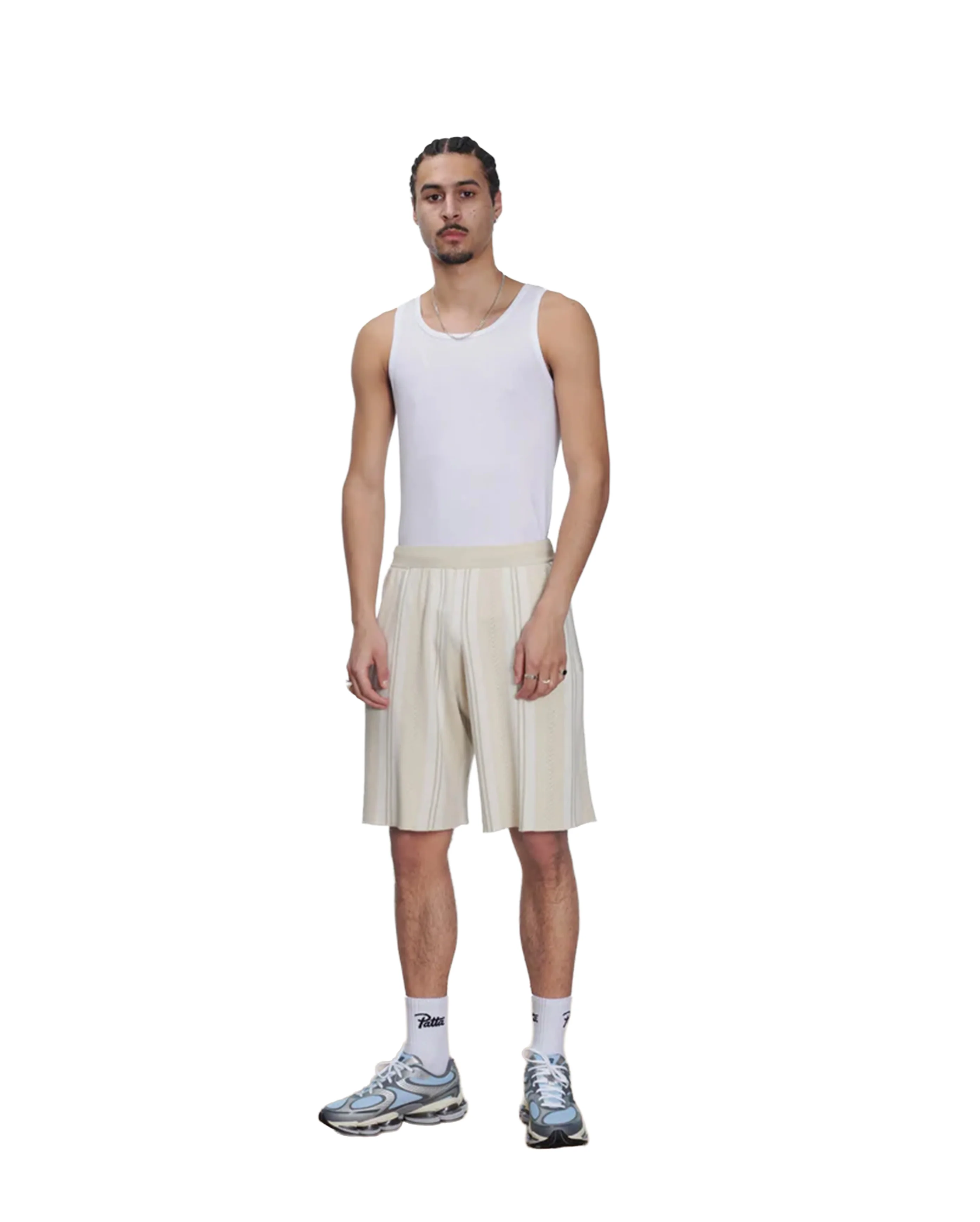Knitted Football Shorts Oatmeal - Image 3