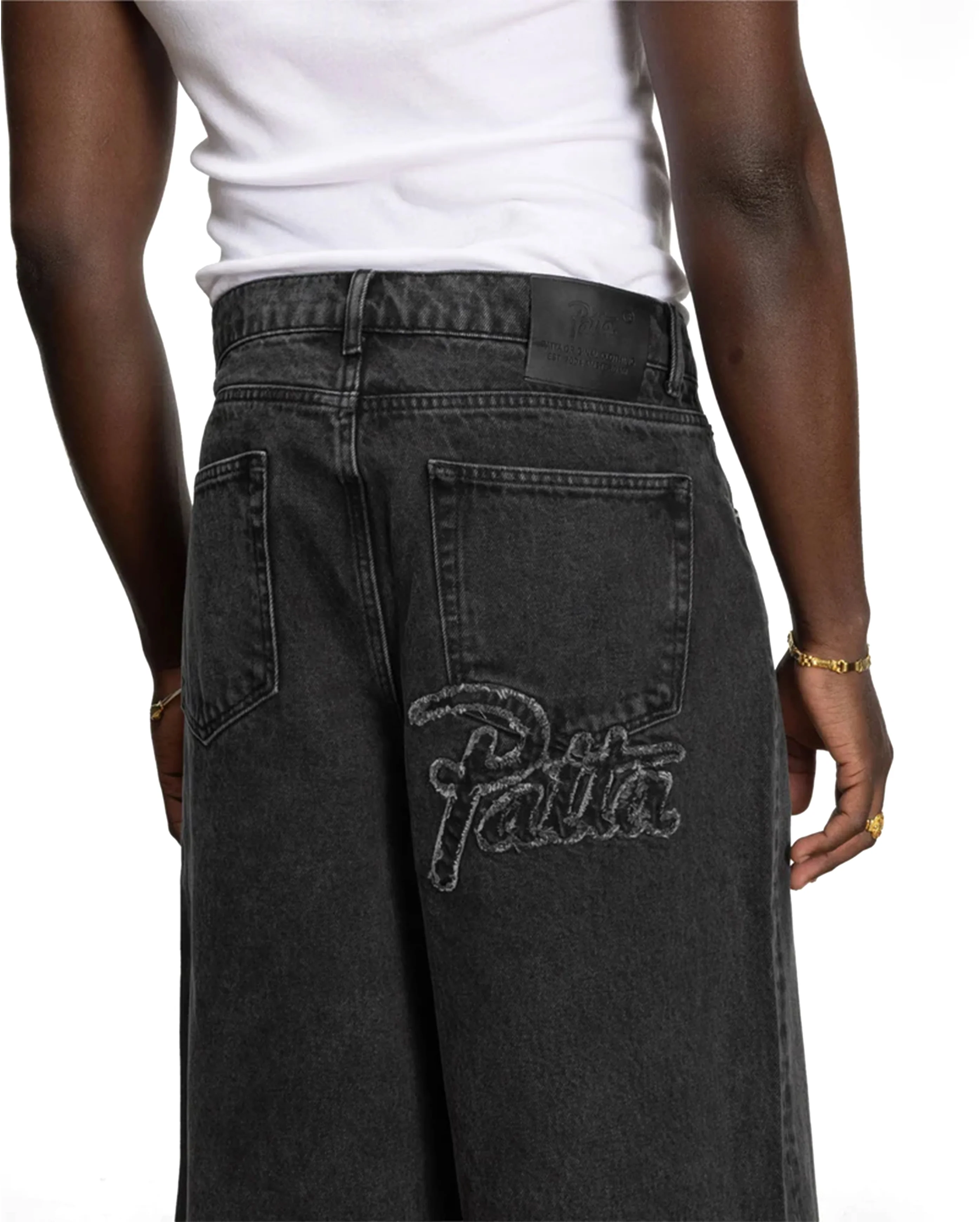 Whiskers Denim Shorts Black - Image 2
