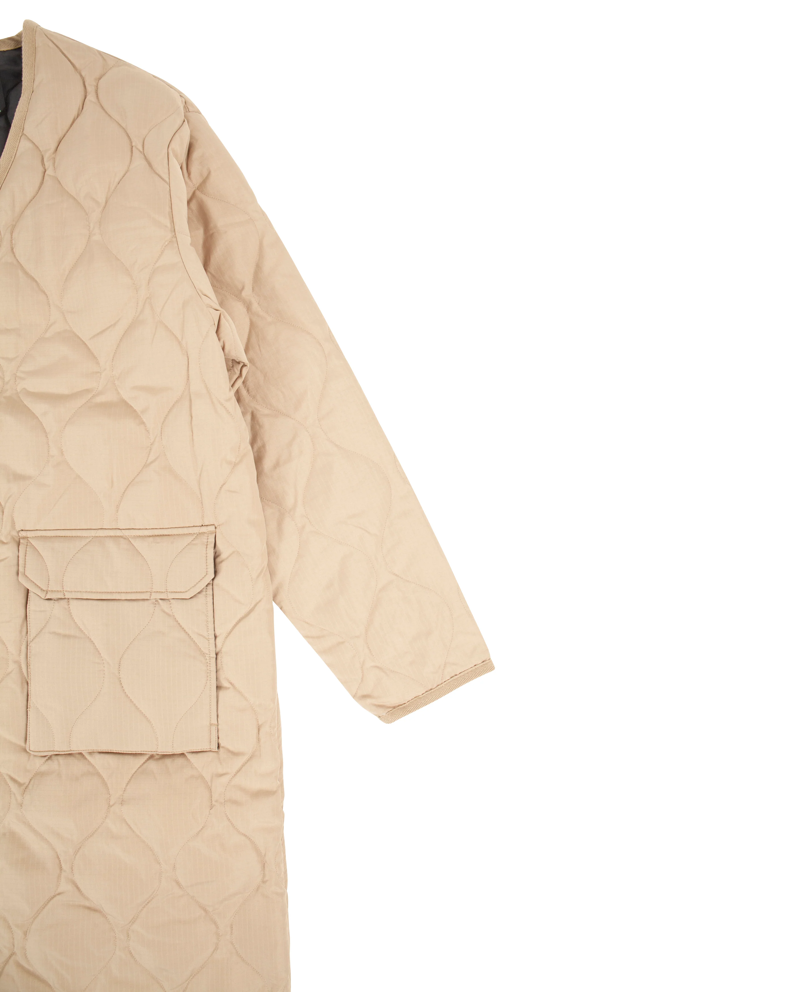 Military V Neck Zip Down Coat Coyote - Image 10