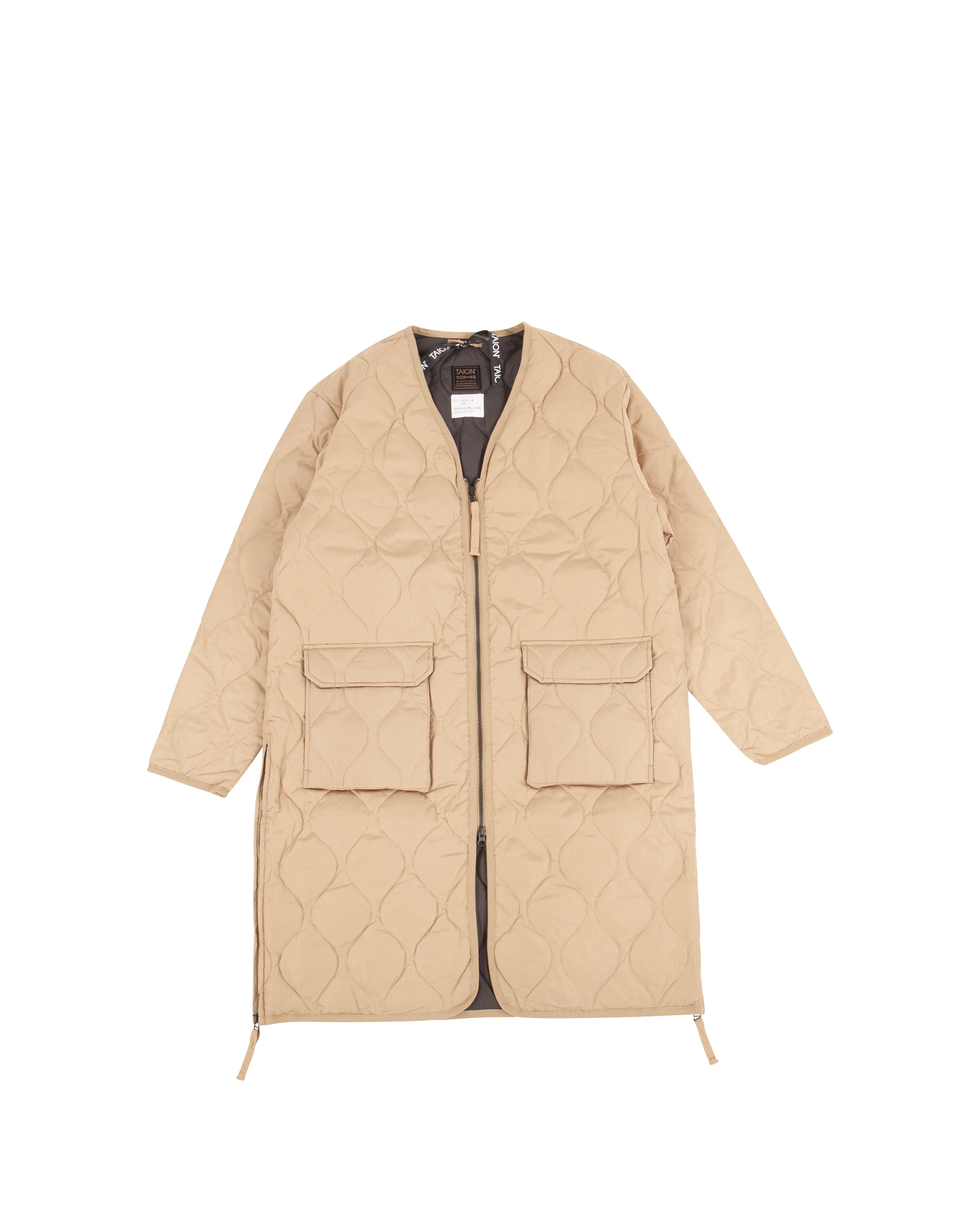 Military V Neck Zip Down Coat Coyote - Image 7